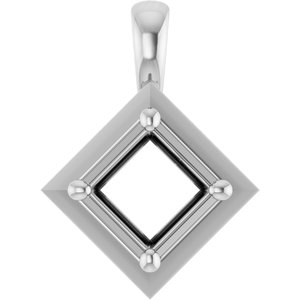 14K X1 White Gold 5 mm Square Charm/Pendant Mounting – image 2