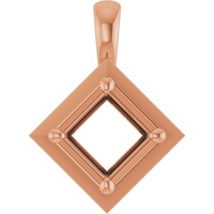 14K Rose Gold 5 mm Square Charm/Pendant Mounting – image 2
