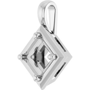 18K White Gold 5 mm Square Charm/Pendant Mounting – image 4