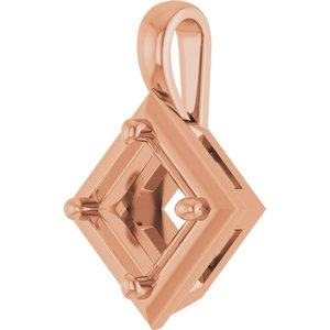 10K Rose Gold 5 mm Square Charm/Pendant Mounting – image 4