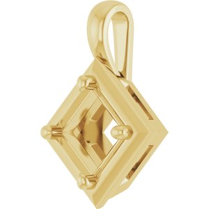 18K Yellow Gold 5 mm Square Charm/Pendant Mounting – image 4