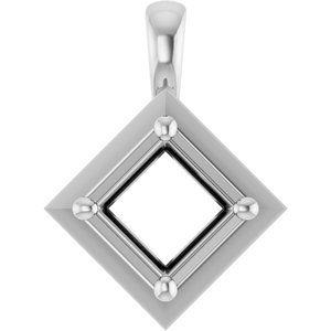 14K White Gold 5.5 mm Square Charm/Pendant Mounting – image 2