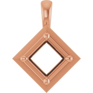 18K Rose Gold 5.5 mm Square Charm/Pendant Mounting – image 2