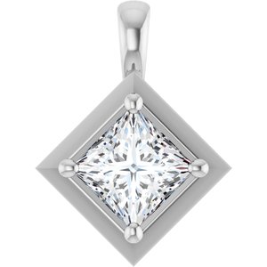 14K White Gold 5.5 mm Square Charm/Pendant Mounting