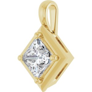 18K Yellow Gold 5.5 mm Square Charm/Pendant Mounting – image 3