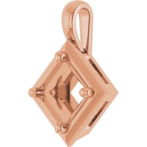 18K Rose Gold 5.5 mm Square Charm/Pendant Mounting – image 4