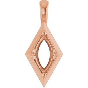 10K Rose Gold 12x6 mm Marquise Charm/Pendant Mounting – image 2