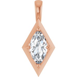 18K Rose Gold 12x6 mm Marquise Charm/Pendant Mounting
