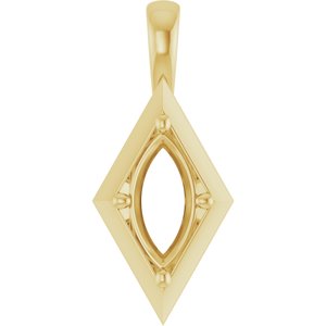10K Yellow Gold 12x6 mm Marquise Charm/Pendant Mounting – image 2