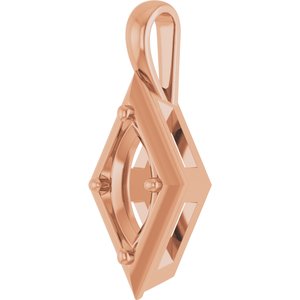 18K Rose Gold 12x6 mm Marquise Charm/Pendant Mounting – image 4