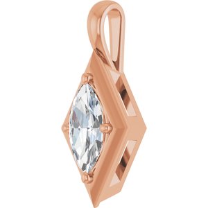 18K Rose Gold 12x6 mm Marquise Charm/Pendant Mounting – image 3