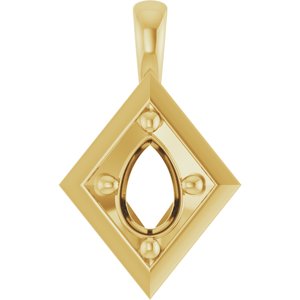 14K Yellow Gold 6x4 mm Pear Charm/Pendant Mounting – image 2