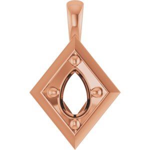14K Rose Gold 6x4 mm Pear Charm/Pendant Mounting – image 2
