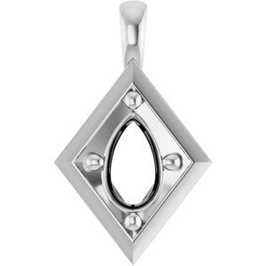 14K White Gold 8x5 mm Pear Charm/Pendant Mounting – image 2