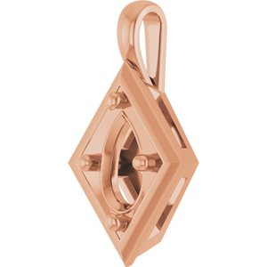 10K Rose Gold 8x5 mm Pear Charm/Pendant Mounting – image 4