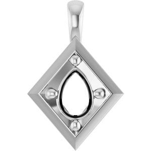 14K White Gold 7x5 mm Pear Charm/Pendant Mounting – image 2