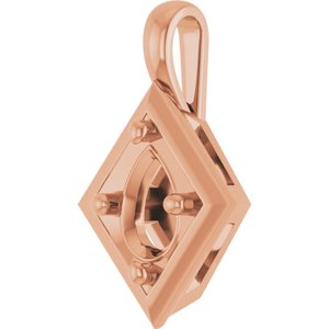 14K Rose Gold 7x5 mm Pear Charm/Pendant Mounting – image 4