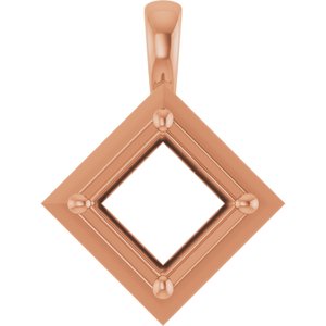 14K Rose Gold 7 mm Square Charm/Pendant Mounting – image 2