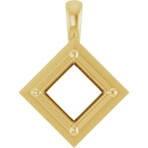 18K Yellow Gold 7 mm Square Charm/Pendant Mounting – image 2