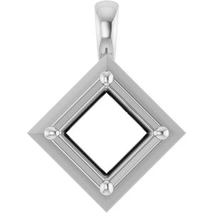 18K White Gold 7 mm Square Charm/Pendant Mounting – image 2