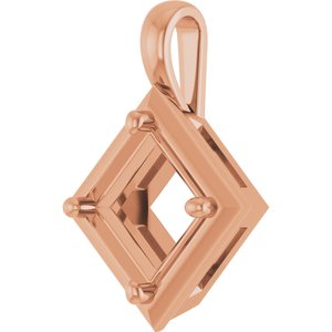 14K Rose Gold 7 mm Square Charm/Pendant Mounting – image 4
