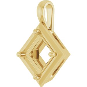 18K Yellow Gold 7 mm Square Charm/Pendant Mounting – image 4