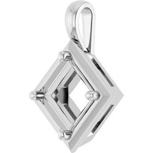 10K White Gold 7 mm Square Charm/Pendant Mounting – image 4