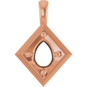 10K Rose Gold 8x6 mm Pear Charm/Pendant Mounting – image 2