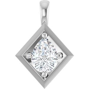 10K White Gold 8x6 mm Pear Charm/Pendant Mounting