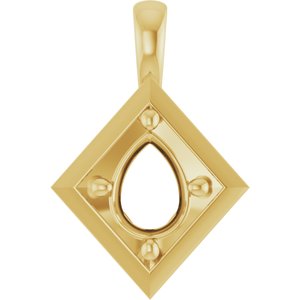 14K Yellow Gold 8x6 mm Pear Charm/Pendant Mounting – image 2