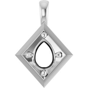 14K White Gold 8x6 mm Pear Charm/Pendant Mounting – image 2