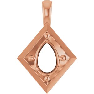 10K Rose Gold 10x7 mm Pear Charm/Pendant Mounting – image 2
