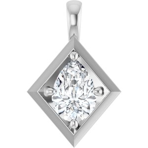 10K White Gold 10x7 mm Pear Charm/Pendant Mounting