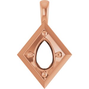 14K Rose Gold 9x6 mm Pear Charm/Pendant Mounting – image 2