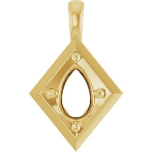 18K Yellow Gold 9x6 mm Pear Charm/Pendant Mounting – image 2