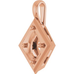 14K Rose Gold 9x6 mm Pear Charm/Pendant Mounting – image 4