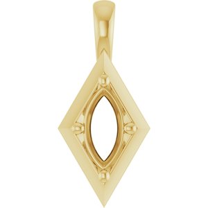 10K Yellow Gold 9x4.5 mm Marquise Charm/Pendant Mounting – image 2