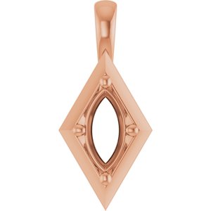 14K Rose Gold 9x4.5 mm Marquise Charm/Pendant Mounting – image 2