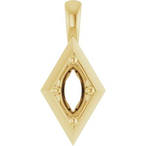 14K Yellow Gold 6x3 mm Marquise Charm/Pendant Mounting – image 2