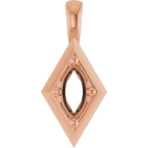 10K Rose Gold 6x3 mm Marquise Charm/Pendant Mounting – image 2