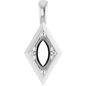 14K White Gold 7x3.5 mm Marquise Charm/Pendant Mounting – image 2