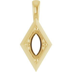 14K Yellow Gold 7x3.5 mm Marquise Charm/Pendant Mounting – image 2