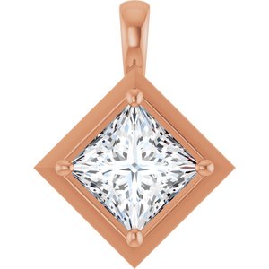 14K Rose Gold 7.5 mm Square Charm/Pendant Mounting