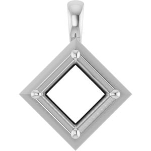 18K White Gold 7.5 mm Square Charm/Pendant Mounting – image 2