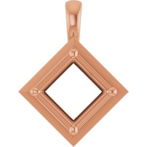 18K Rose Gold 7.5 mm Square Charm/Pendant Mounting – image 2