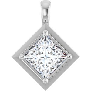 14K X1 White Gold 7.5 mm Square Charm/Pendant Mounting