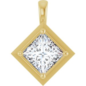 14K Yellow Gold 7.5 mm Square Charm/Pendant Mounting