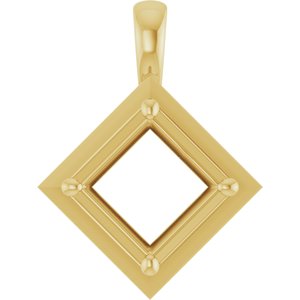 14K Yellow Gold 7.5 mm Square Charm/Pendant Mounting – image 2