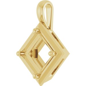 14K Yellow Gold 7.5 mm Square Charm/Pendant Mounting – image 4