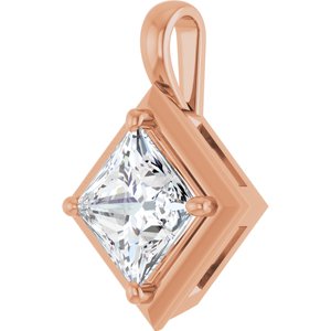 18K Rose Gold 7.5 mm Square Charm/Pendant Mounting – image 3